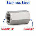 Stainless steel MC Motoparts APS 1/2 inch NPT female to 3/4 inch BSP G sensor adaptor fitting for plumbing or hydraulic use.