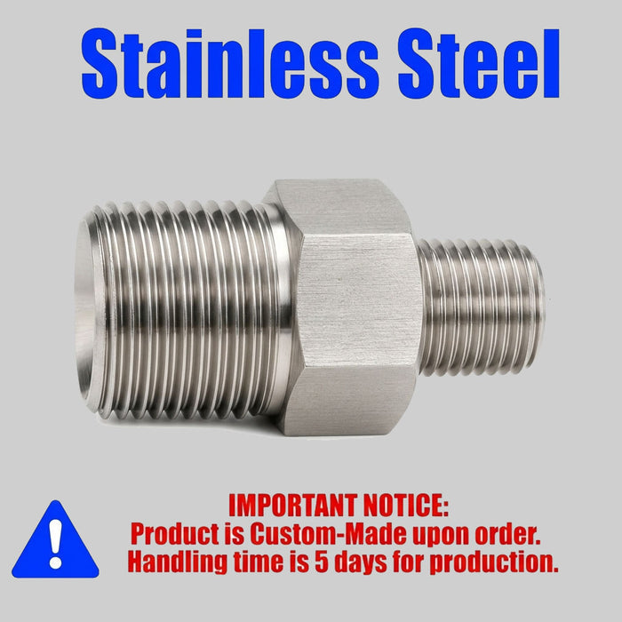 Set of five stainless steel 1/2 inch NPT hex socket pipe plugs for plumbing and industrial fittings by MC Motoparts