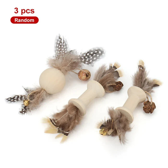 3-Piece Feather Cat Teaser Set