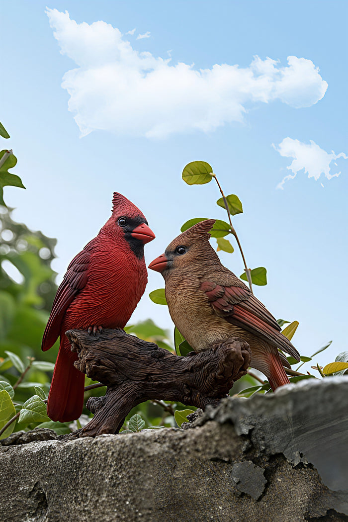 CARDINALS ON STUMP™ – SYMBOLIC GARDEN STATUE – 87758-N