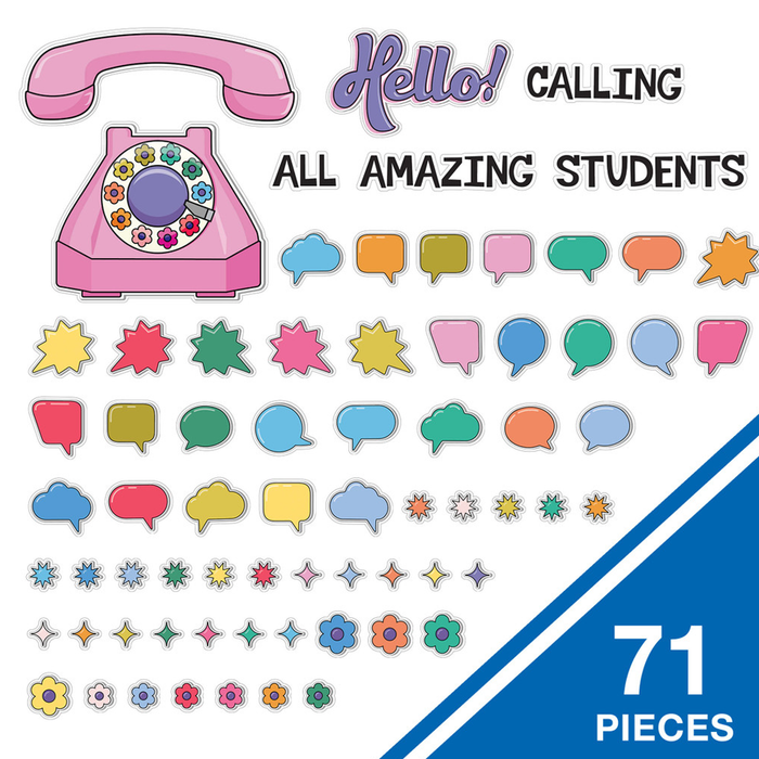 Carson Dellosa • Set-decorativo "Retro Remix - Hello! Calling All Amazing Students"