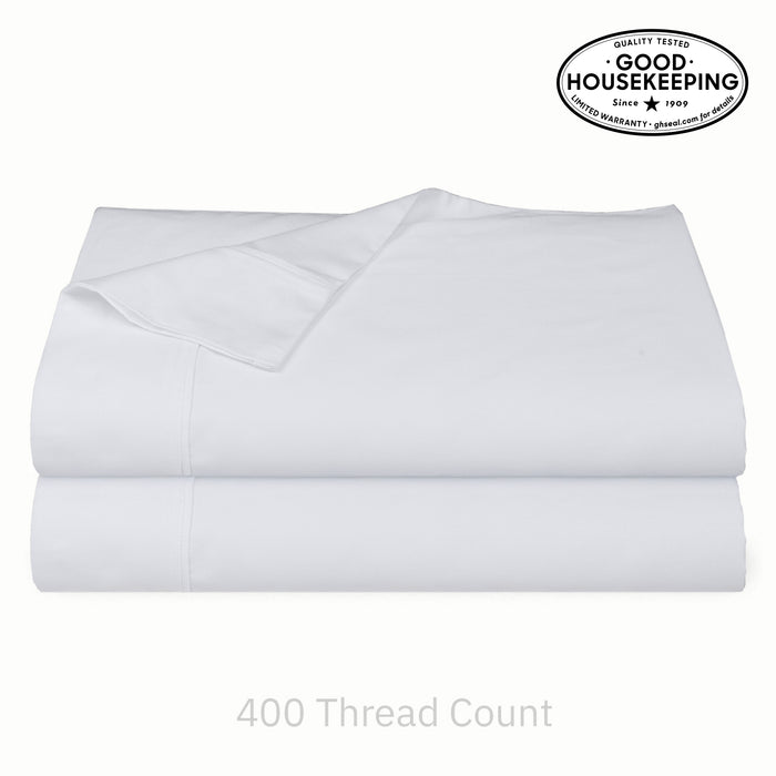Everyday Ease Sateen 400 Cotton Flat Sheets 2-Pack