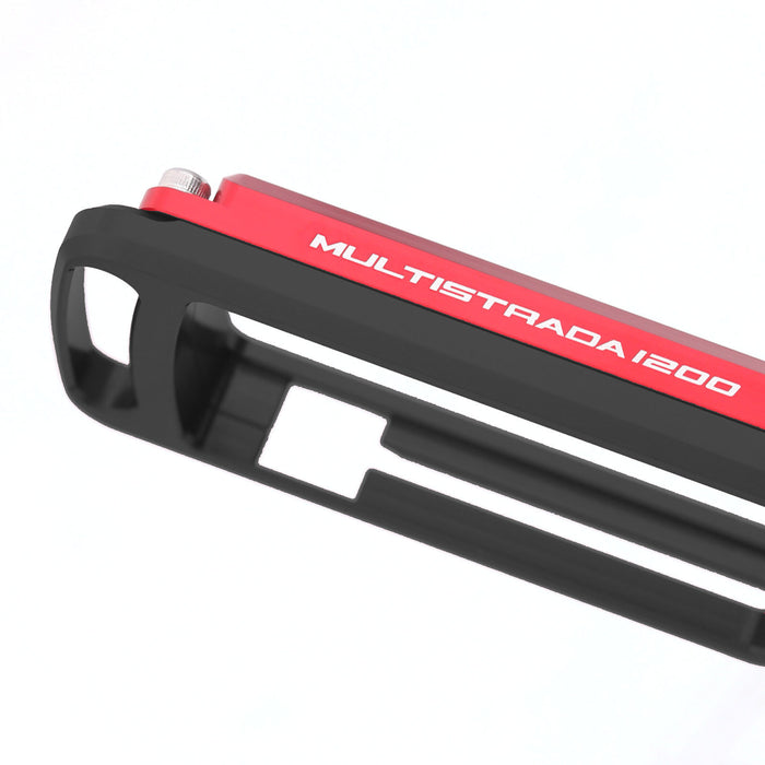 Black Ducati Multistrada 1200 logo engraved key case holder by MC Motoparts, with a sleek, compact design and Ducati branding.