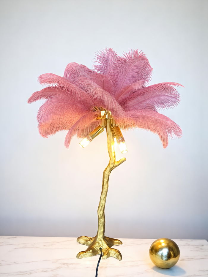 Golden Palm Feather Table Lamp