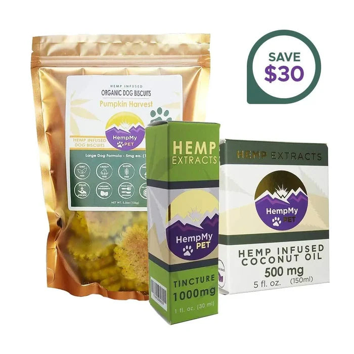 Hemp Wellness Bundle - CBD Infused, Organic - Large Dog Formula