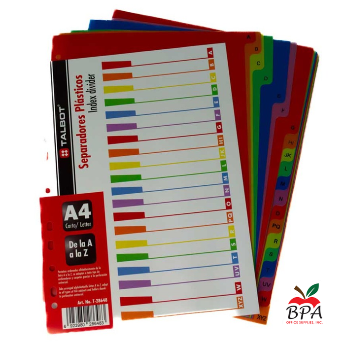 Index Dividers •  Separadores con tabs (Abecedario A-Z)