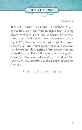 Jesus Calling, Teal Leathersoft, with Scripture References: Enjoying Peace in His Presence (A 365-Day Devotional)