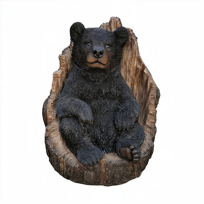 LONE CUB HAVEN™ – BLACK BEAR IN STUMP GARDEN FIGURINE – 87957-M