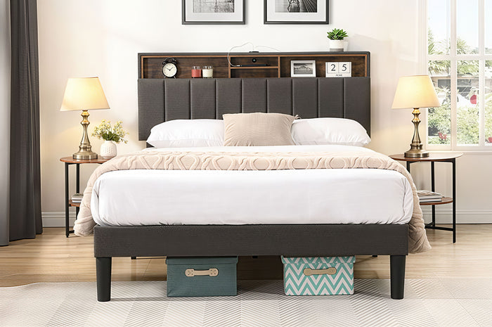 LYXON™ SMART STORAGE PLATFORM BED WITH SHELVING & USB – T2178