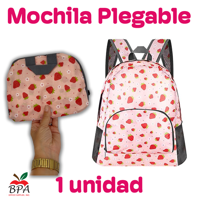 Mochila Plegable • Modelo "CUTE - STRAWBERRIES"