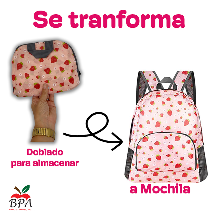 Mochila Plegable • Modelo "CUTE - STRAWBERRIES"
