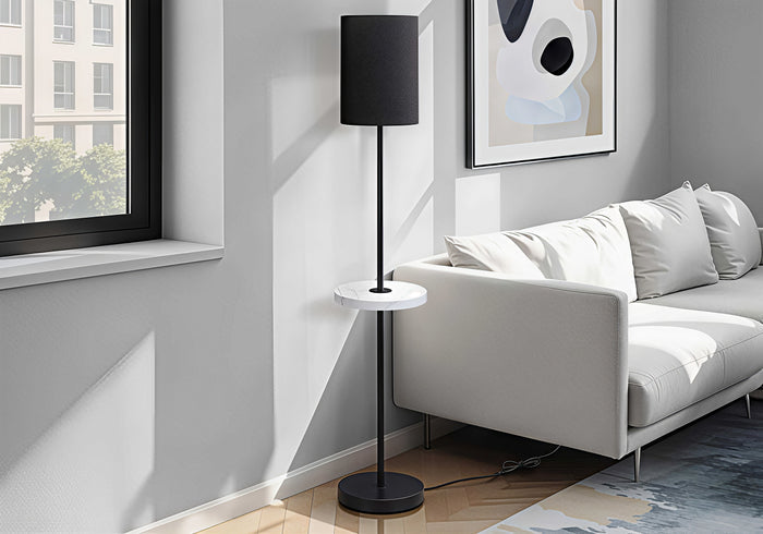 MODENA VAULT™ – FLOOR LAMP WITH MARBLE-LOOK SHELF & USB – I 9692