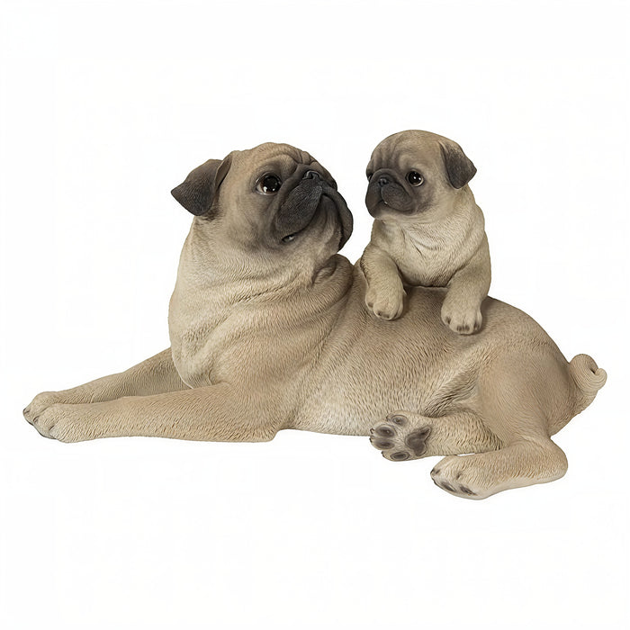 MOTHER & BABY PUGS™ – HEARTWARMING PUG FAMILY STATUE – 87638-F