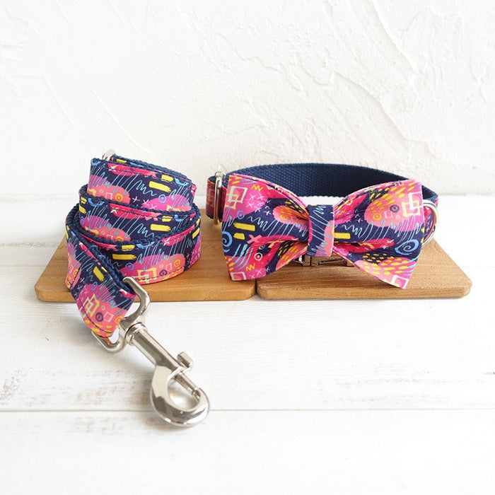 Pet Leash Hoop Bow Tie Jewelry Accessory Set