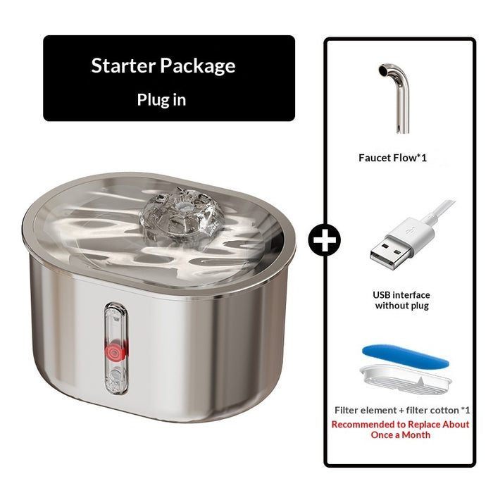 Pet Water Fountain 304 Stainless Steel Circulating Filtration For Cats