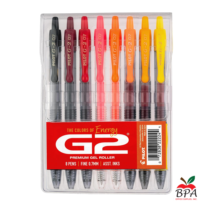 Pilot •  Bolígrafos G2 - Gel Fine - Retractable (pk/8 - asst Energy colors)