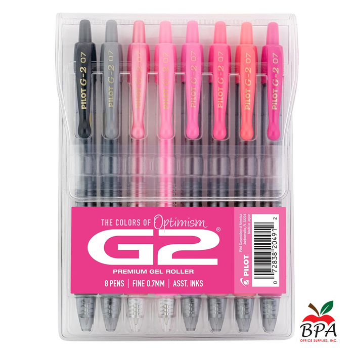 Pilot •  Bolígrafos G2 - Gel Fine - Retractable (pk/8 - asst pink colors)