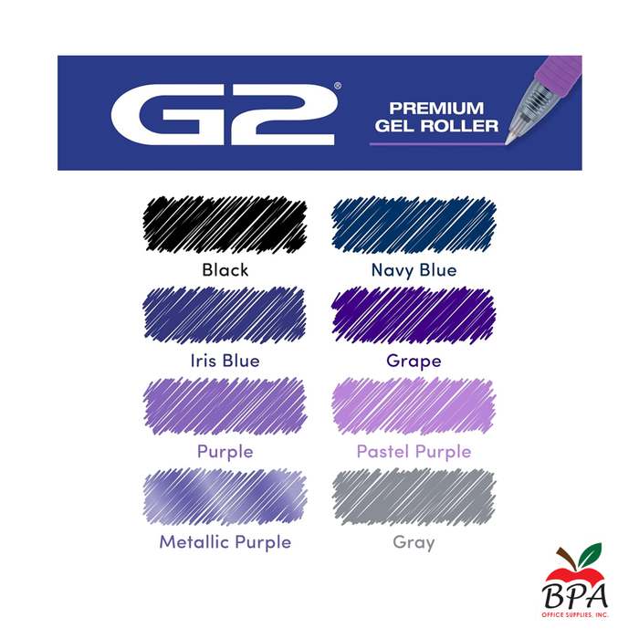 Pilot •  Bolígrafos G2 - Gel Fine - Retractable (pk/8 - asst purple colors)