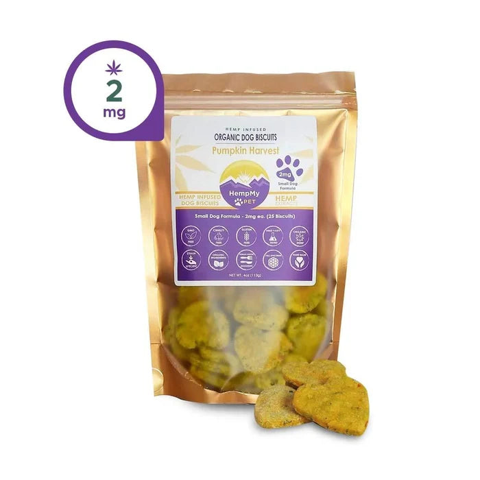 Small Dog Pumpkin Flavored Organic Hemp Dog Treats - 2mg CBD ea