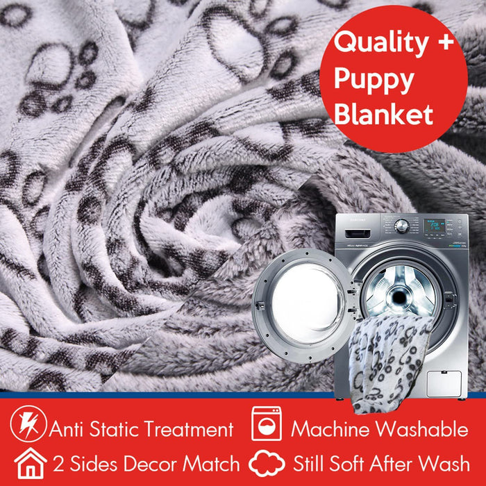 Soft High Quality Pet Blanket Grey Paw