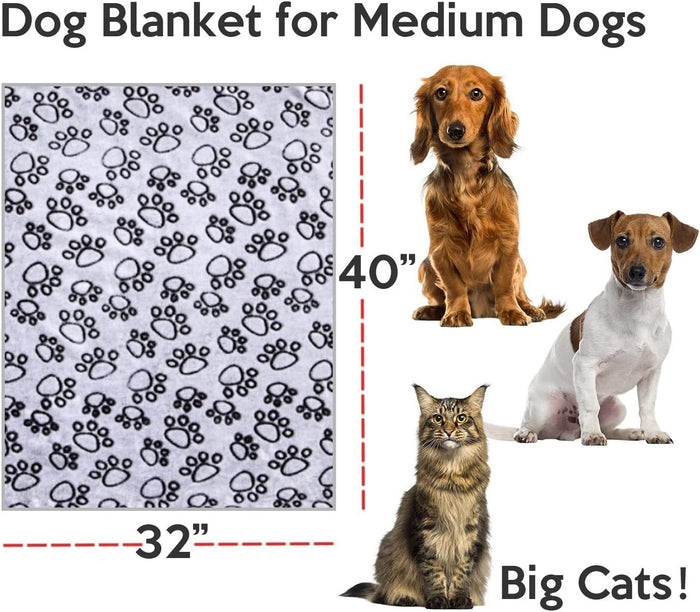 Soft High Quality Pet Blanket Grey Paw