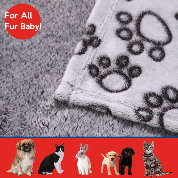 Soft High Quality Pet Blanket Grey Paw