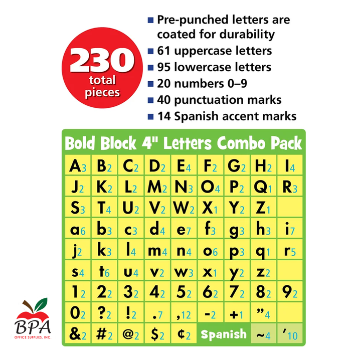 Teacher Created Resources • Letras Decorativas "Cool for School 4" - Bold Block"