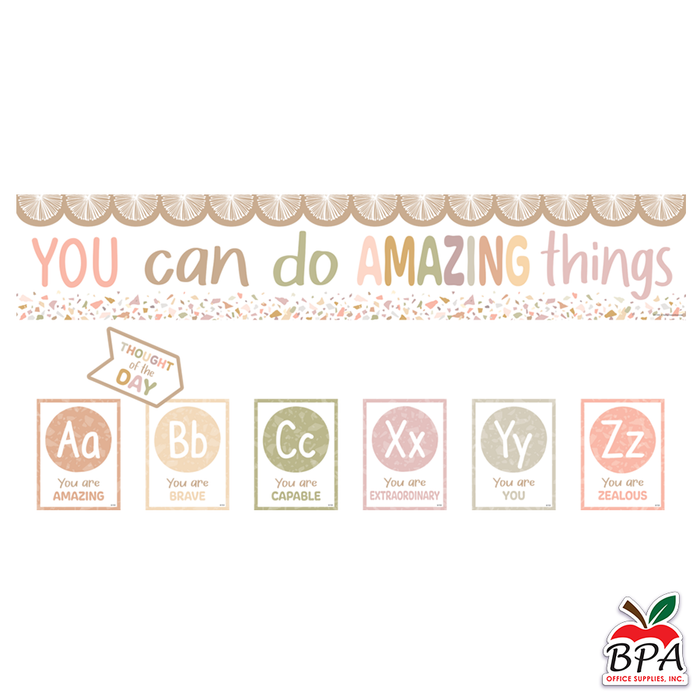 Teacher Created Resources • Set-decorativo "Terrazzo Tones - Alphabet Affirmations"