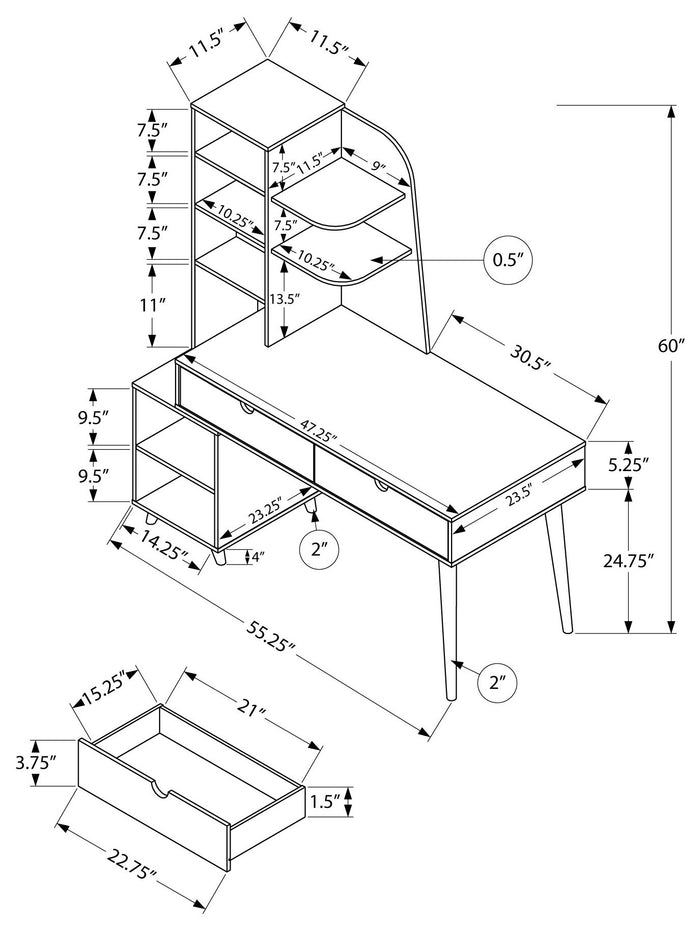 VELTORIA™ – COMPUTER DESK WITH BOOKCASE – I 7096